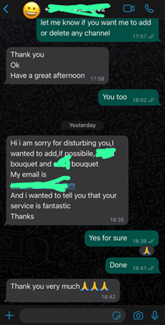 Customer chat screenshot 1