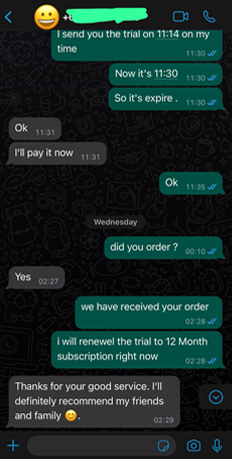 Customer chat screenshot 4